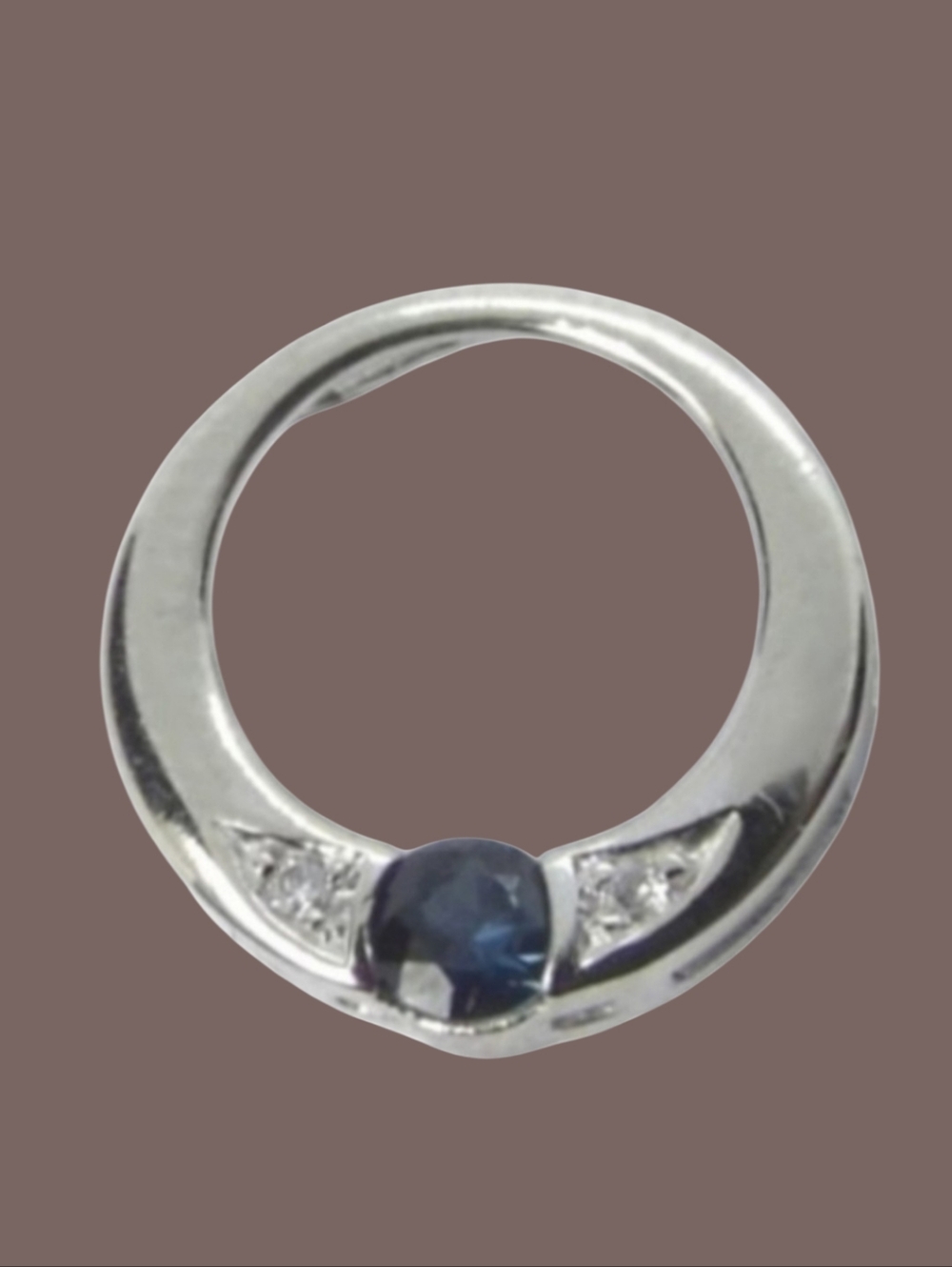 Sapphire Diamond 10KW Gold Circle of Life Pendant